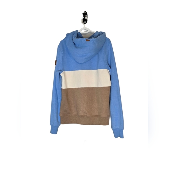 Wanakome Adventure Hoodie Blue Beige Colorblock Pullover Size S (Oversized Fit) - Picture 2 of 10